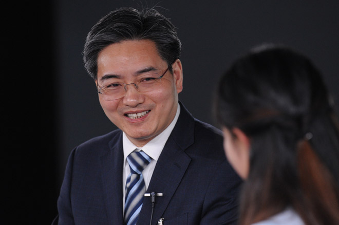 朱民在访谈现场