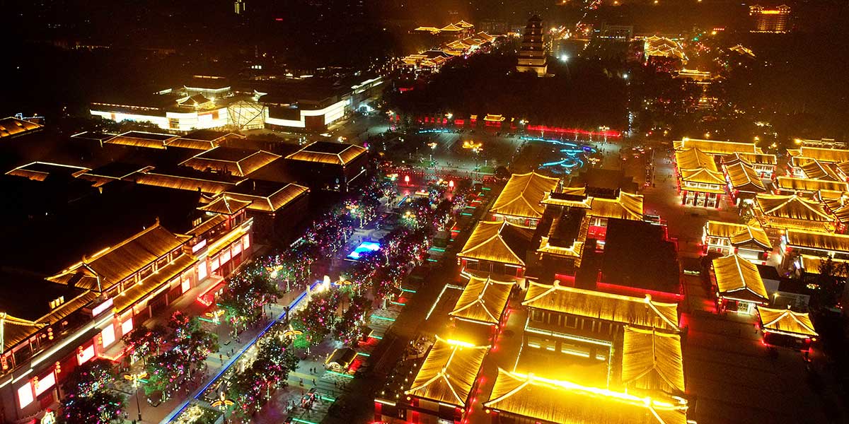 西安市曲江大唐不夜城夜景