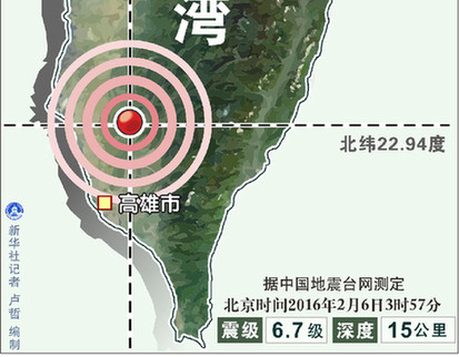 台湾高雄市发生6.7级地震