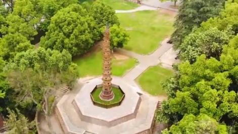 航拍湖北当阳玉泉寺