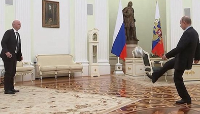 018年世界杯倒计时100天庆祝!普京与众球星合