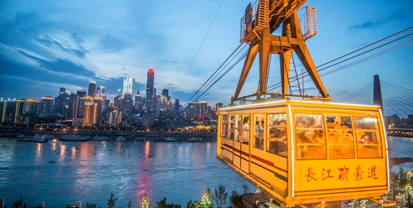 全景拍摄重庆长江索道 带您体验万里长江“空中走廊”