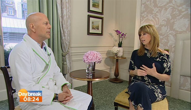 Bruce Willis looked totally disinterested throughout his interview with Kate Garraway while promoting Red 2 movie