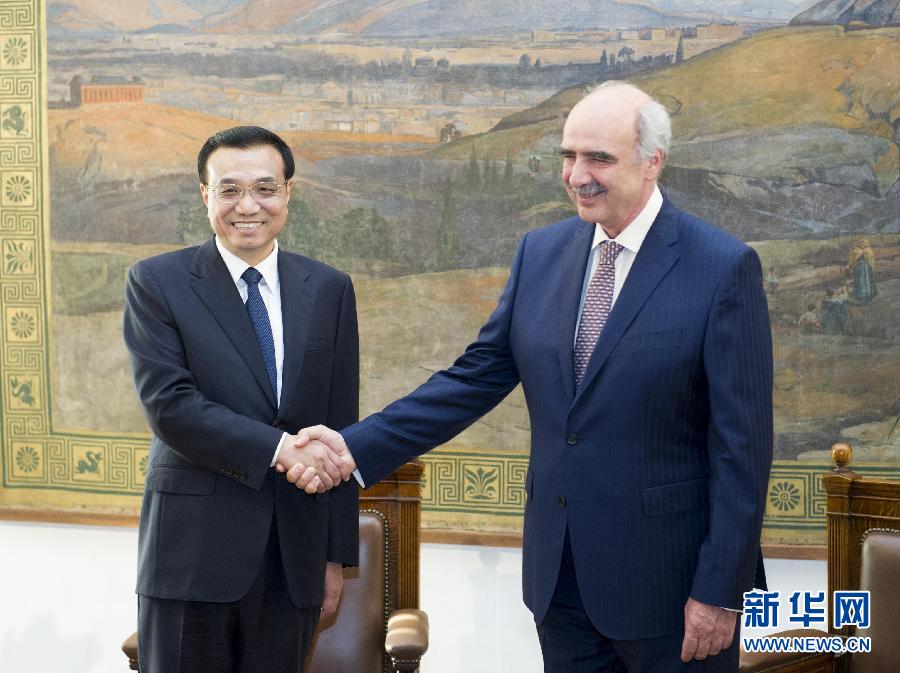 6月19日,国务院总理李克强在希腊议会大厦会见希腊议长米马拉基斯。新华社记者 王晔 摄 6月19日,国务院总理李克强在希腊议会大厦会见希腊议长米马拉基斯。新华社记者 王晔 摄