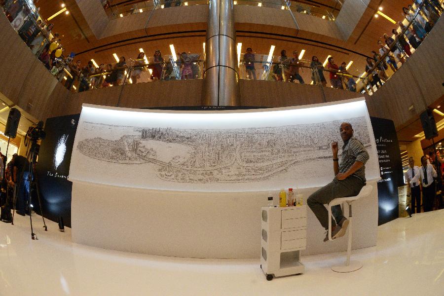 （国际）（1）英国画家史蒂芬&middot;威尔夏完成新加坡全景图