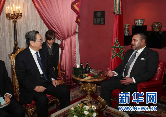 11月4日，中国全国政协主席俞正声在非斯会见摩洛哥国王穆罕默德六世。 新华社记者 刘卫兵 摄