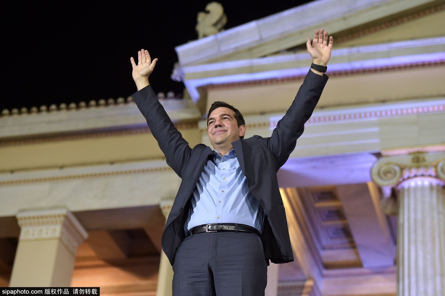 希腊激进左翼联盟大选获胜 齐普拉斯发表胜利演说