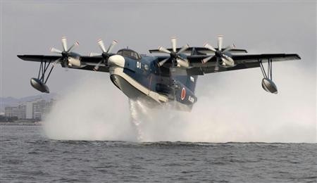 资料图片：日本海上自卫队US-2水上飞机。
