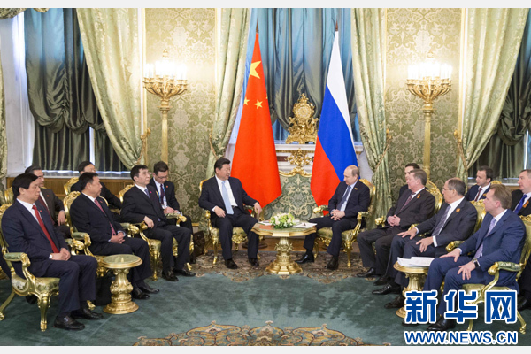 5月8日，国家主席习近平在莫斯科克里姆林宫同俄罗斯总统普京举行会谈。 新华社记者 黄敬文 摄
