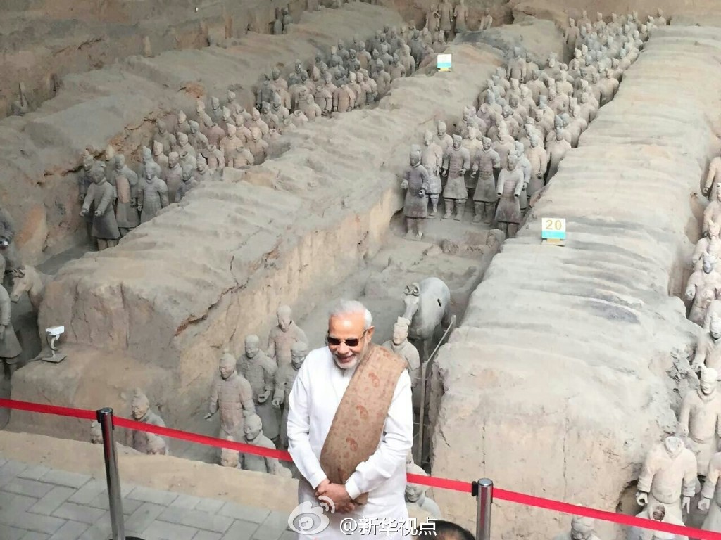 印度总理莫迪参观西安秦始皇兵马俑