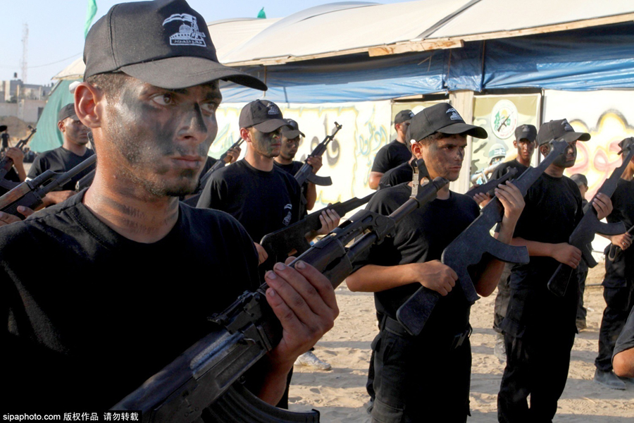 哈马斯组织青年军事训练战力十足 领导人哈尼亚出席
