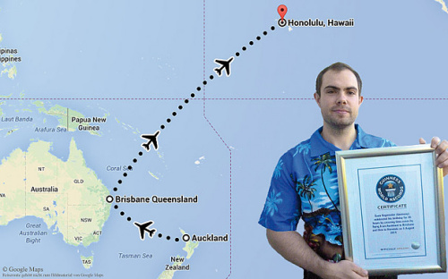 德国男子靠飞越时区度过46小时生日创世界纪录