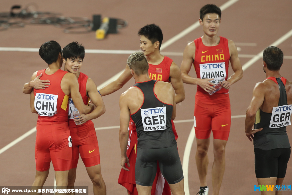 中国4x100米接力摘银 创历史最好成绩