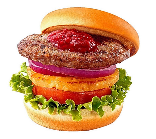 夹有台湾产菠萝的汉堡。