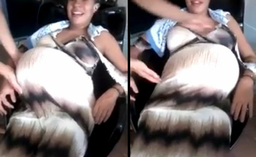 孕妇超剧烈胎动网友大呼：异形要冲出来了（图）