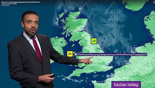 英气象主播遇欧州最长地名 58个字母淡定念完