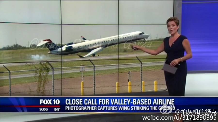 美国客机降落时遭遇风切变 翼尖擦地