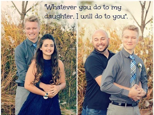 父亲环抱女儿男友拍照背后意味很温馨（图）