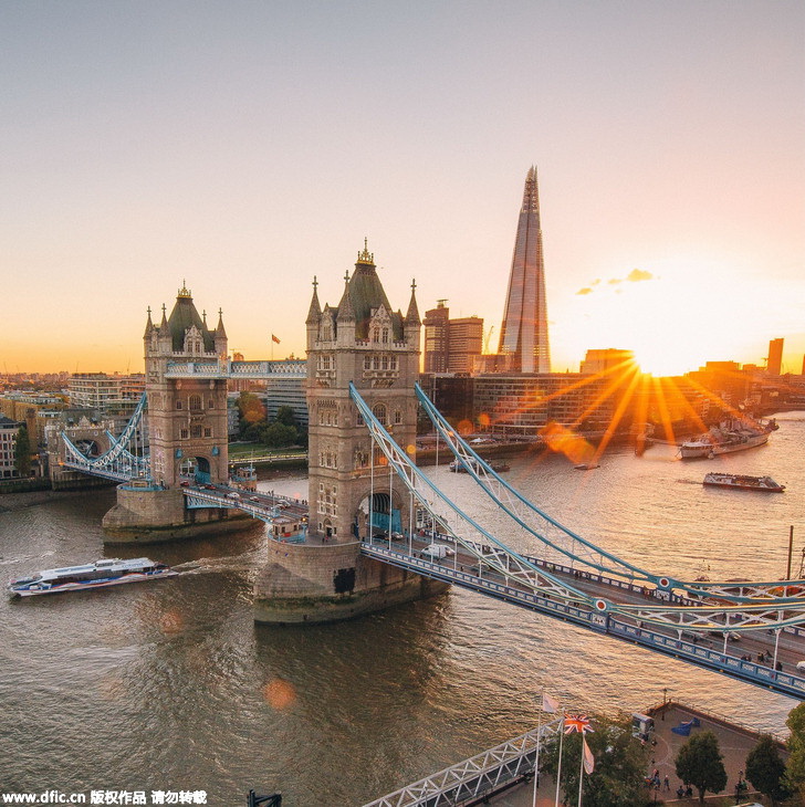 摄影师高楼 玩命拍摄伦敦城市景色 美如画(图