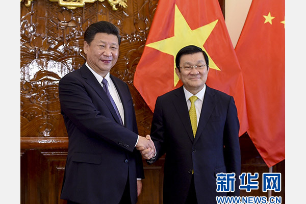 11月6日，中共中央总书记、国家主席习近平在河内同越南国家主席张晋创举行会谈。 新华社记者李学仁摄