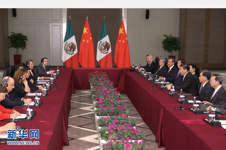 11月16日，国家主席习近平在土耳其安塔利亚会见墨西哥总统培尼亚。 新华社记者 马占成 摄