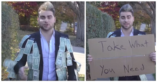 男子身贴现钞随路人取用贪婪实验结果出人意料