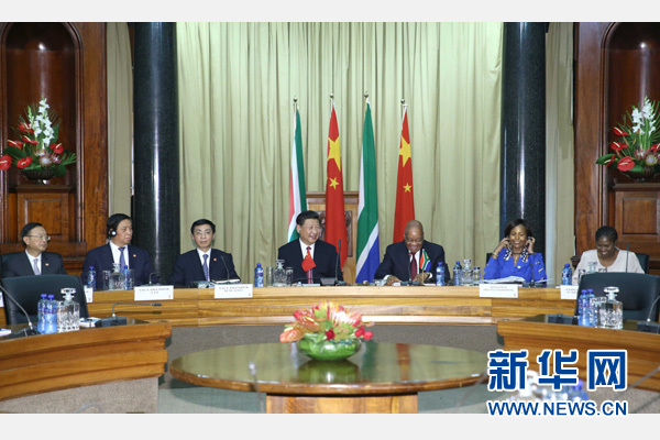 12月2日，国家主席习近平在比勒陀利亚同南非总统祖马举行会谈。 新华社记者 马占成 摄  