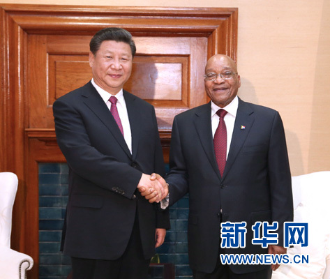 12月2日，国家主席习近平在比勒陀利亚同南非总统祖马举行会谈。 新华社记者 马占成 摄