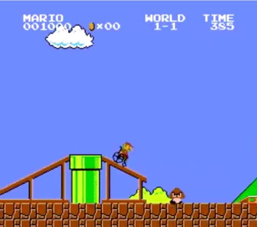 网友二次创作超级玛丽游戏马里奥坐轮椅轻松过关