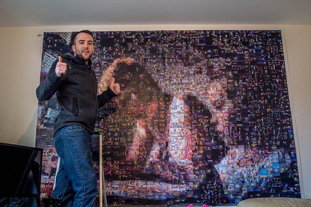 英父亲用孩子2000张生活照制作创意照片墙