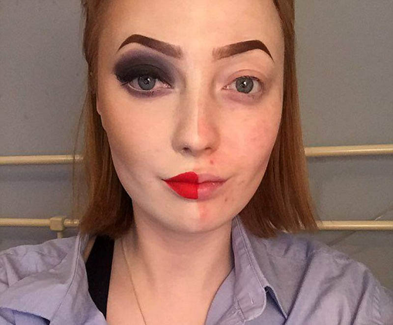 英国女孩化&ldquo;半面妆&rdquo;走红 化妆素颜对比引网友吐槽