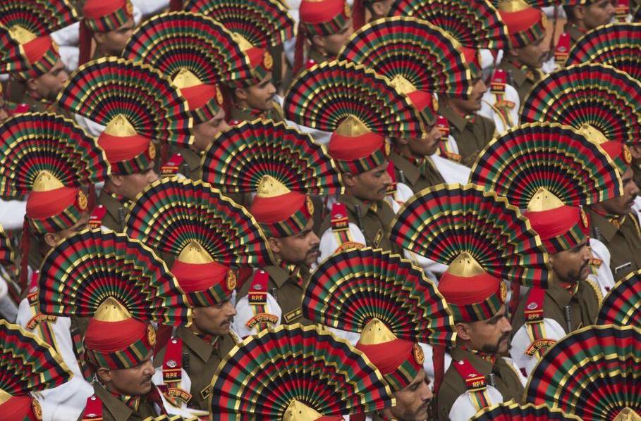 印度阅兵现场 奥朗德与莫迪共同观看