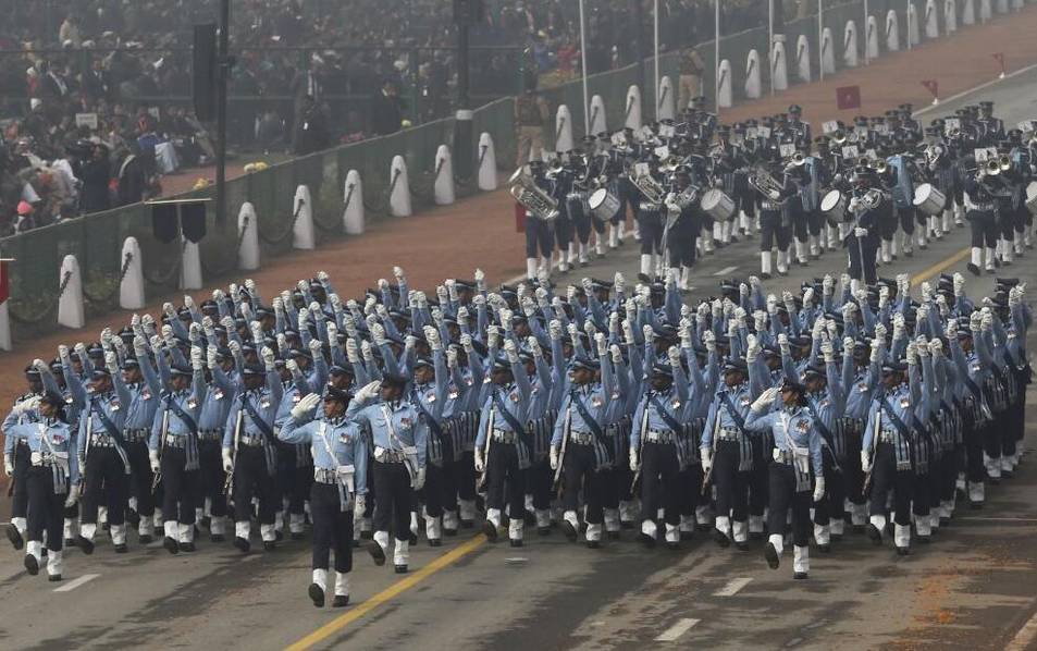 印度阅兵现场 奥朗德与莫迪共同观看