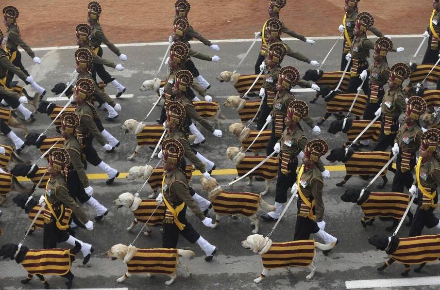 印度阅兵现场 奥朗德与莫迪共同观看