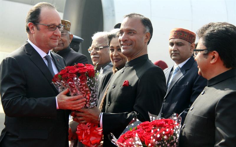 印度阅兵现场 奥朗德与莫迪共同观看