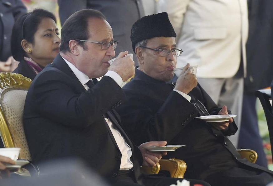 印度阅兵现场 奥朗德与莫迪共同观看