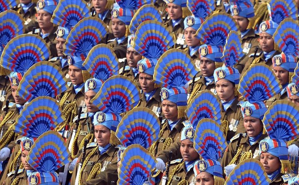 印度阅兵现场 奥朗德与莫迪共同观看