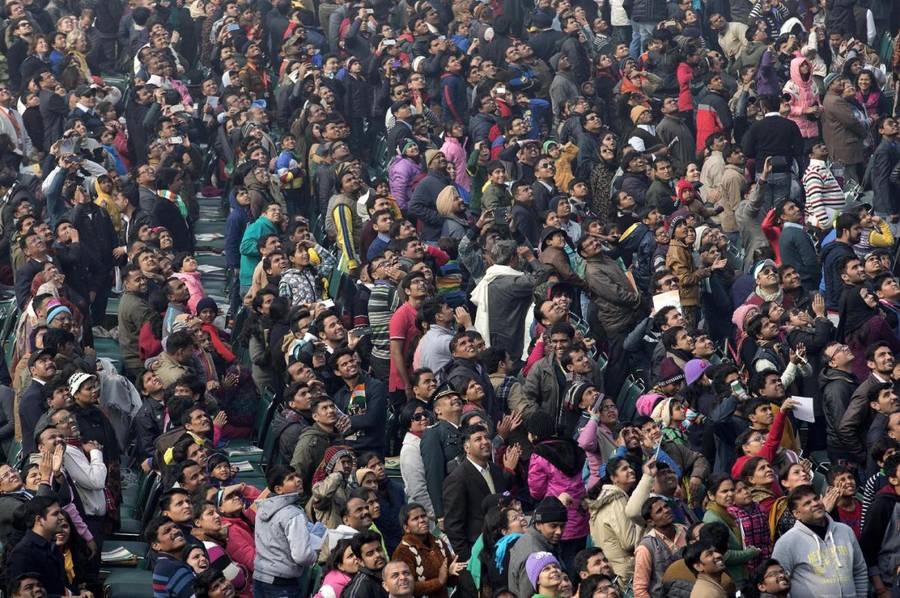 印度阅兵现场 奥朗德与莫迪共同观看