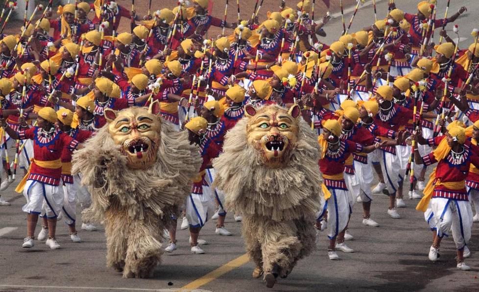 印度阅兵现场 奥朗德与莫迪共同观看