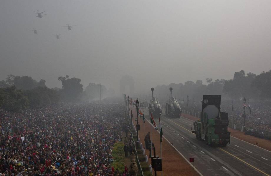 印度阅兵现场 奥朗德与莫迪共同观看