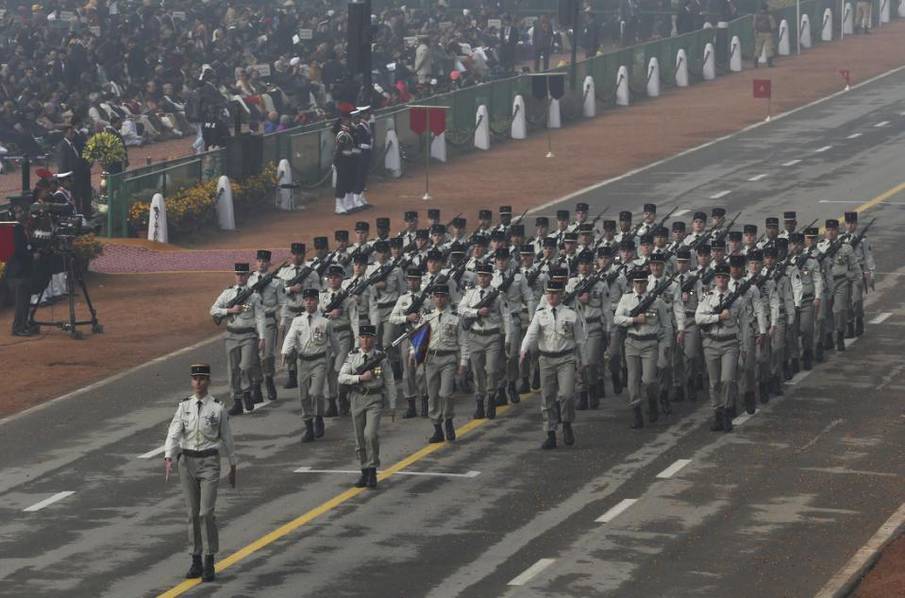 印度阅兵现场 奥朗德与莫迪共同观看