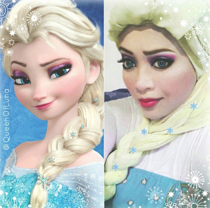 马来女子装扮迪斯尼卡通人物 高度相似