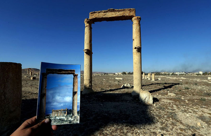 今昔对比图揭示被IS摧毁的叙利亚历史古迹(组