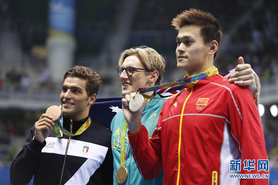 （里约奥运会&middot;领奖台）（2）游泳&mdash;&mdash;澳大利亚选手霍顿获男子400米自由泳金牌
