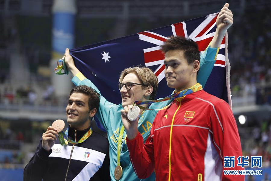 （里约奥运会&middot;领奖台）（1）游泳&mdash;&mdash;澳大利亚选手霍顿获男子400米自由泳金牌