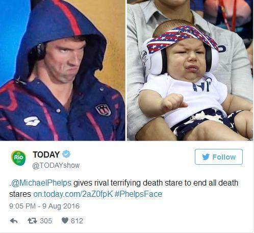 “菲尔普斯脸”爆红网络