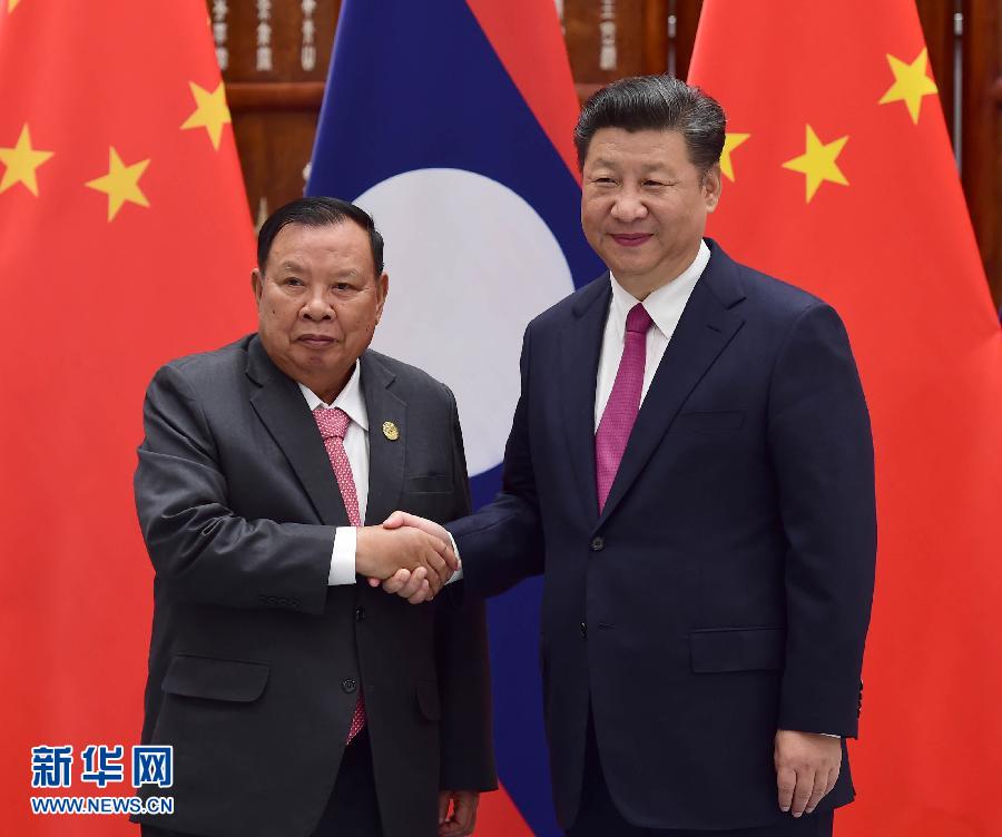 9月2日，国家主席习近平在杭州会见老挝国家主席本扬。新华社记者张铎摄
