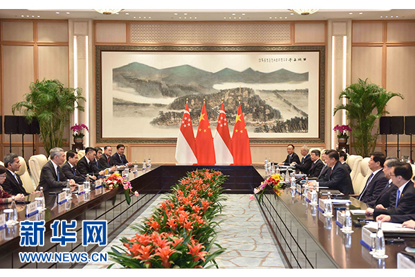 9月2日,国家主席习近平在杭州会见新加坡总理李显龙。新华社记者张铎摄 9月2日,国家主席习近平在杭州会见新加坡总理李显龙。新华社记者张铎摄