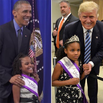 女孩见奥巴马和特朗普反差合照 网络疯传