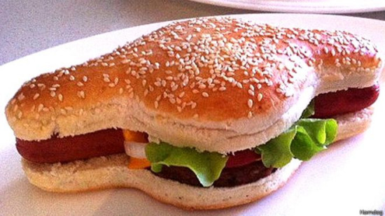 &ldquo;汉堡狗&rdquo;来了：男子把汉堡加热狗加一起创新食品